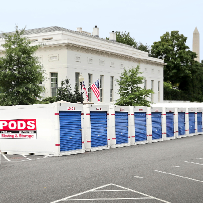 row of PODS containers for white house renovation