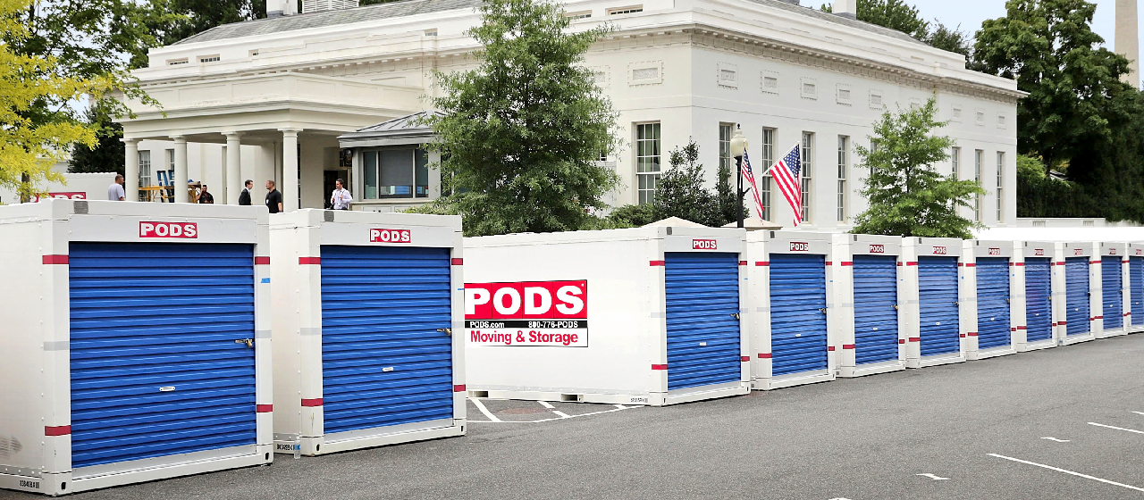 PODS containers on site for white house renovation