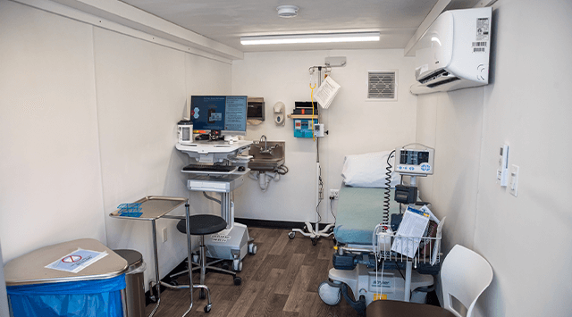 Patient Care space inside PODS isolation unit