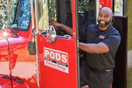 PODS driver exiting a PODS truck - local moving